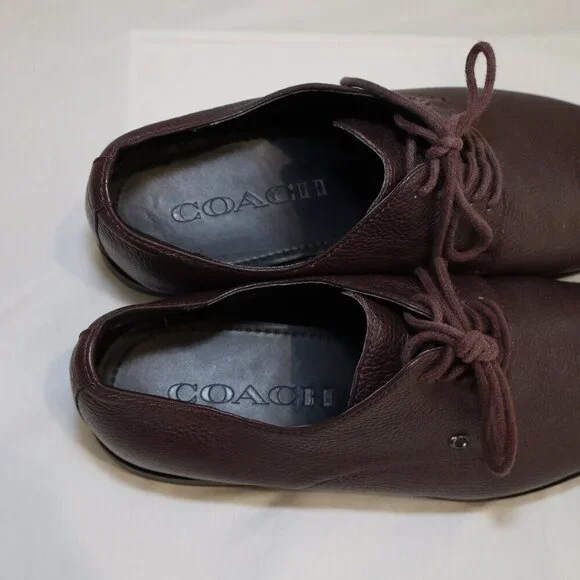 Coach Men's Derby Brown Pebbled Leather Shoes Size 11.5 Style FG2991 GUC Lace